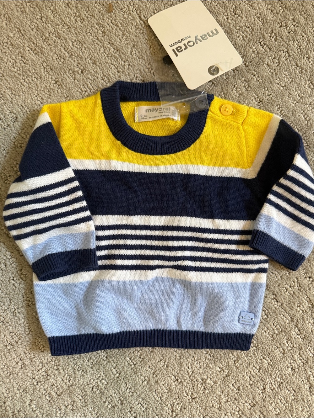 Mayoral Baby Boy Yellow, Navy & Light Blue Striped Sweater